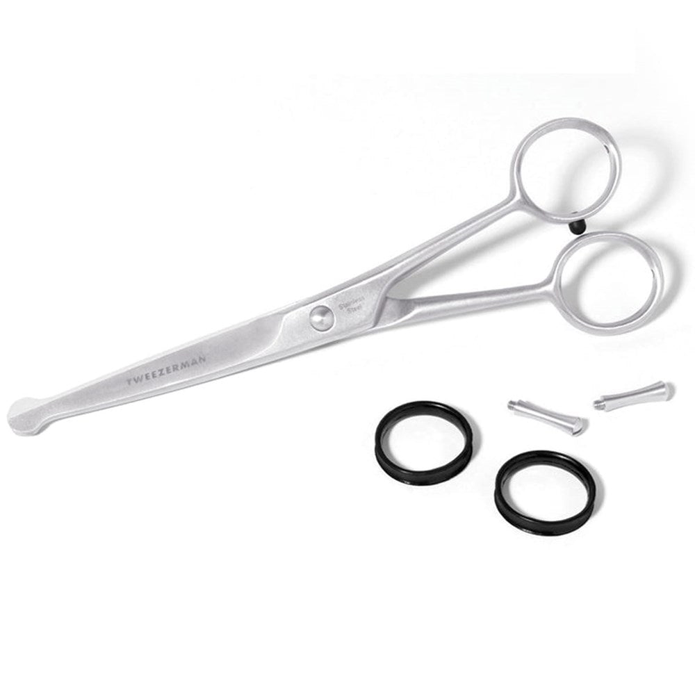 Tweezerman Pet Curved Grooming Shears (1 pc) showing removable finger rests