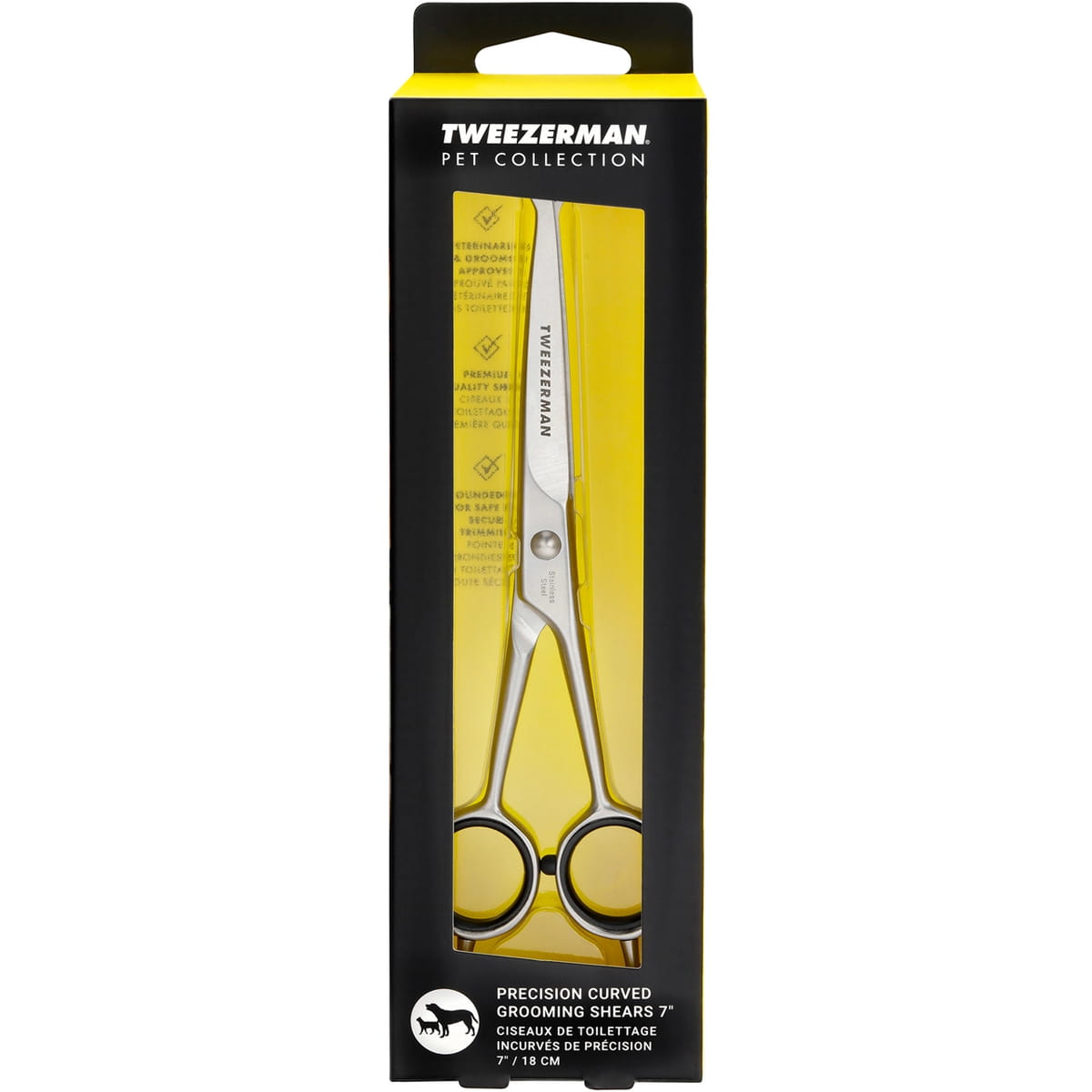 Tweezerman Pet Curved Grooming Shears shown inside box