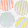Meri Meri Pastel Stripe Plates (8 pcs) - product shown up close. 