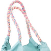 Kusuguru Embroidered Cat Nylon Shoulder Bag - Blue (1 pc) - product straps shown. 