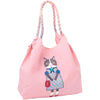Embroidered Cat Nylon Shoulder Bag - Pink