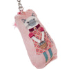 Cat Puffed Fabric Keychain With Tassel - Pink