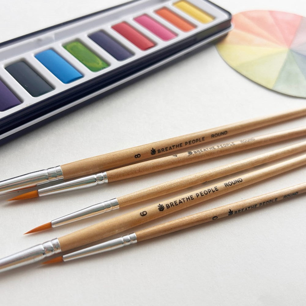 Breathe People Watercolor Paintbrush Set (5 pcs) - product shown up close.