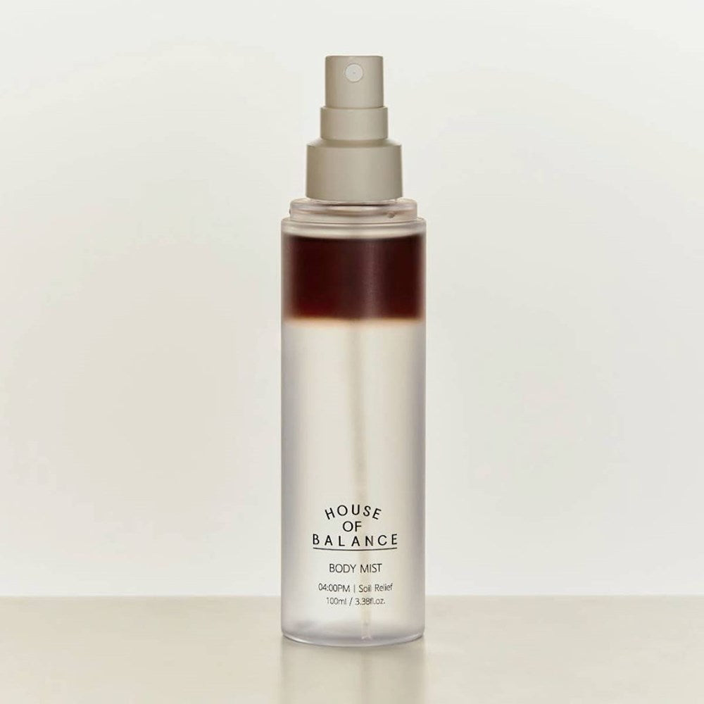 House of Balance 4:00PM Soil Relief Body Mist (100 ml) - product shown with lid off. 