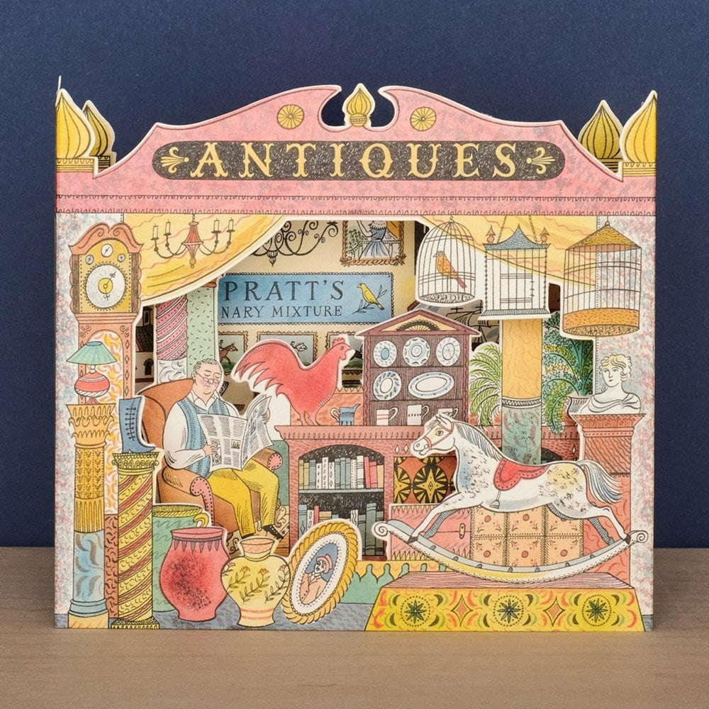 Art Angels Antiques Shop Die Cut Card (1 pc) - product shown on counter.
