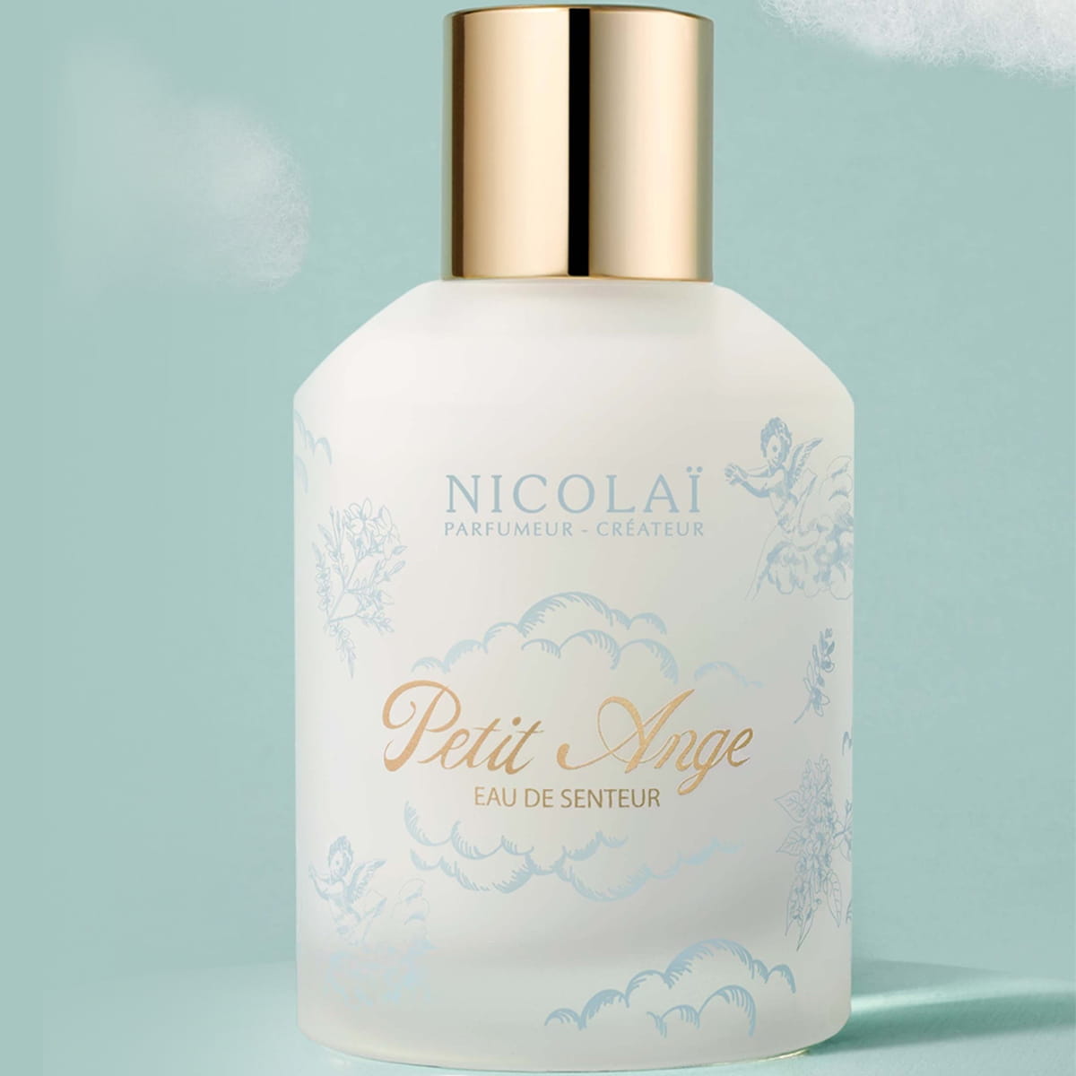 Parfums de Nicolai Petit Ange Eau de Senteur (100 ml) - product shown on blue background. 