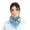 Vismaya Azure Rose Garden Bandana - Blue (1 pc) - product shown styled on model.