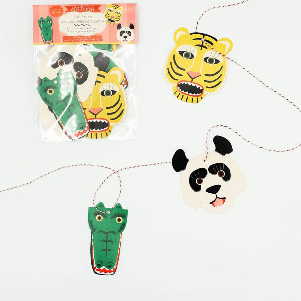 Isatopia Wild Bunch Gift Tags Set (6 pcs) - product shown out of packaging.