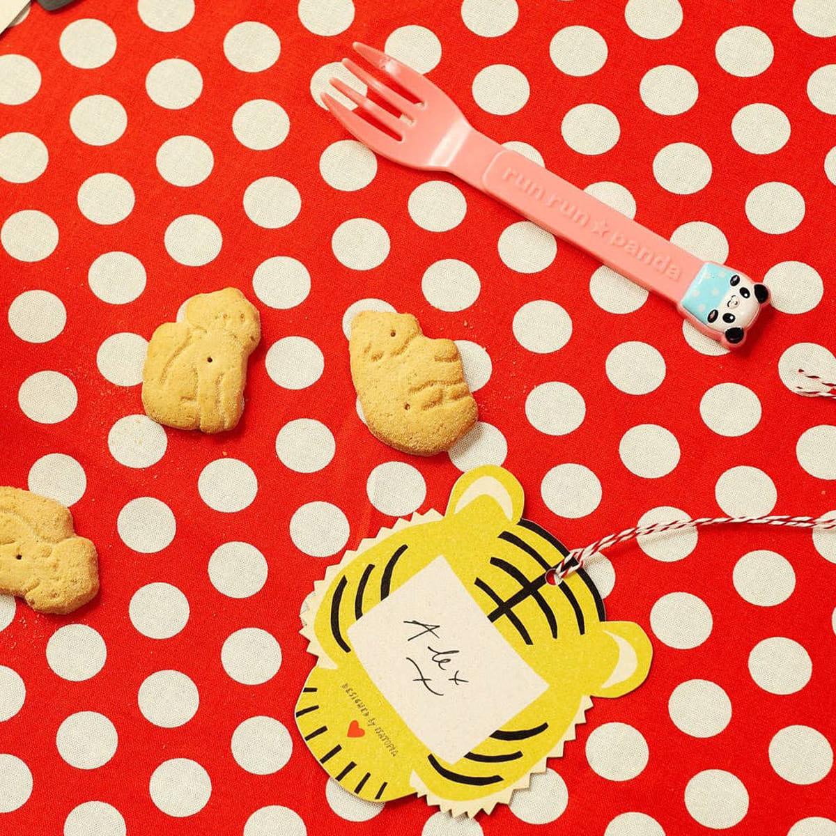 Isatopia Wild Bunch Gift Tags Set (6 pcs) - product shown on polka dot table cloth.