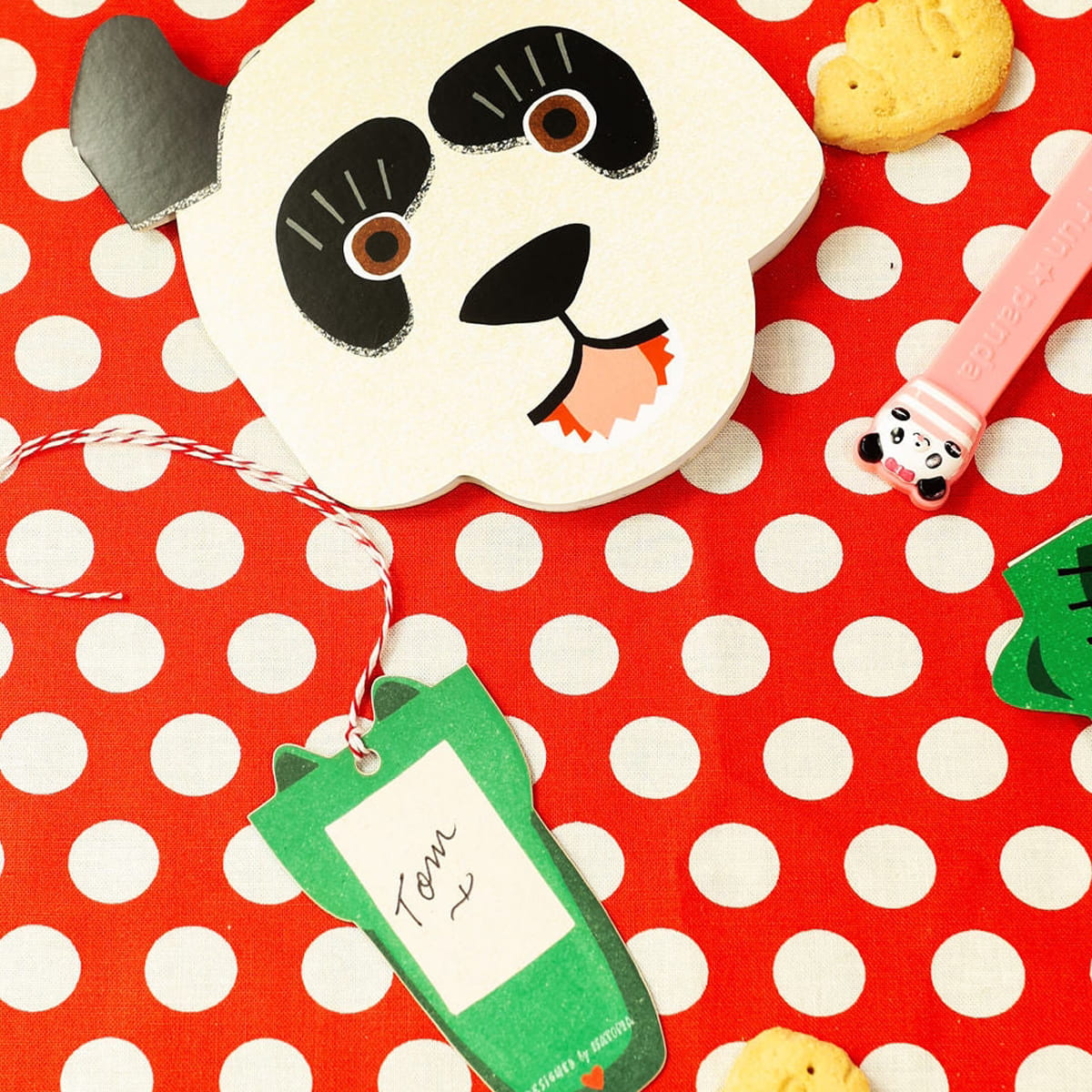 Isatopia Wild Bunch Gift Tags Set (6 pcs) - product shown on polka dot table cloth.