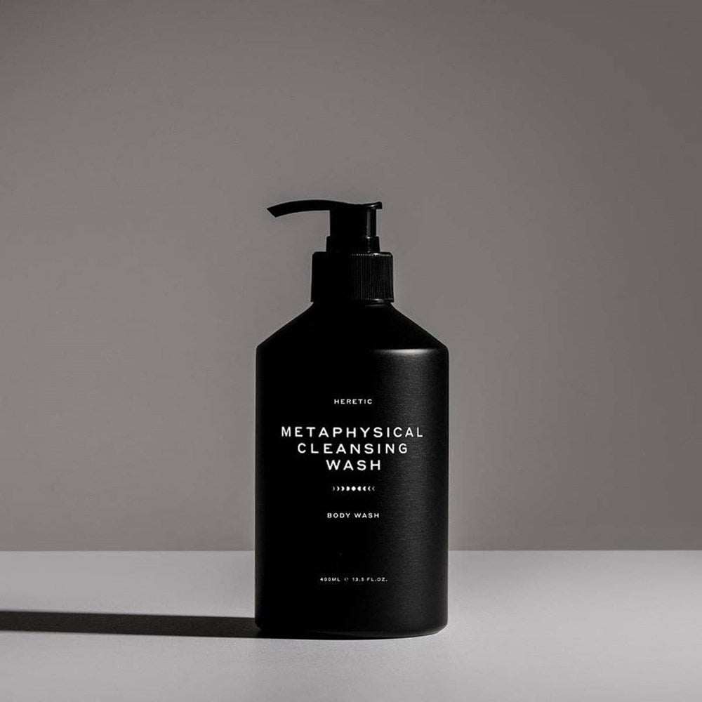 Heretic Parfum Metaphysical Cleansing Body Wash (400 ml) - product shown on grey background.