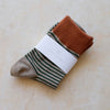 Tiepology Two Tone Striped Socks - Rust & Mocha (1 pair) - product shown in packaging.