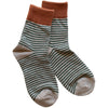 Two Tone Striped Socks - Rust & Mocha