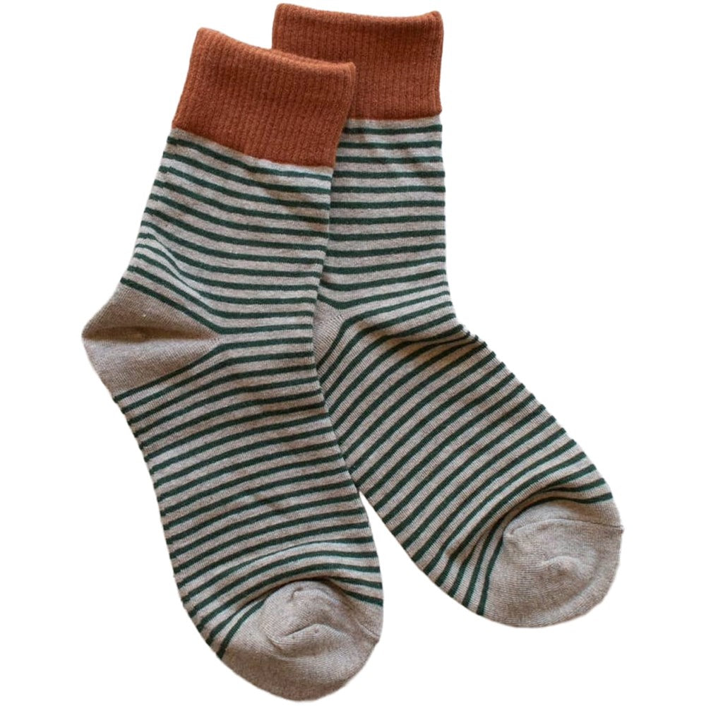 Tiepology Two Tone Striped Socks - Rust & Mocha (1 pair)