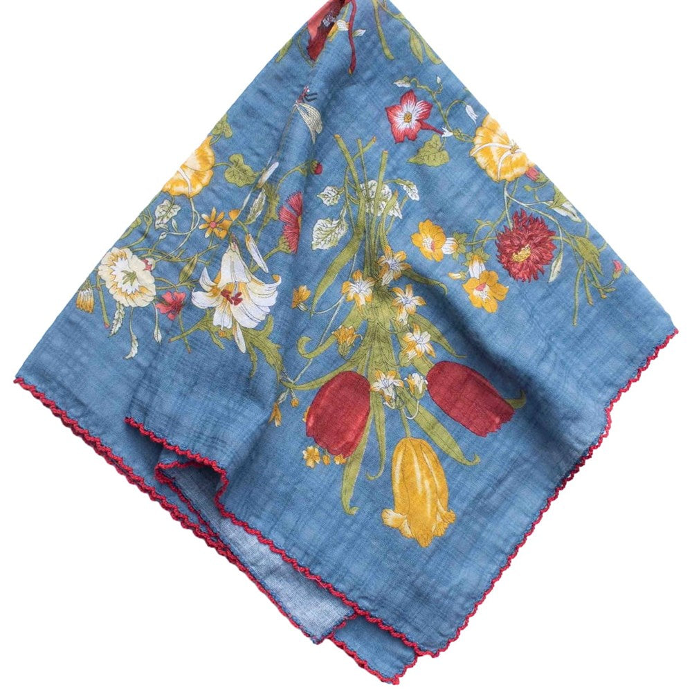 Tiepology Cecilia Floral Cotton Scarf - Denim (1 pc)