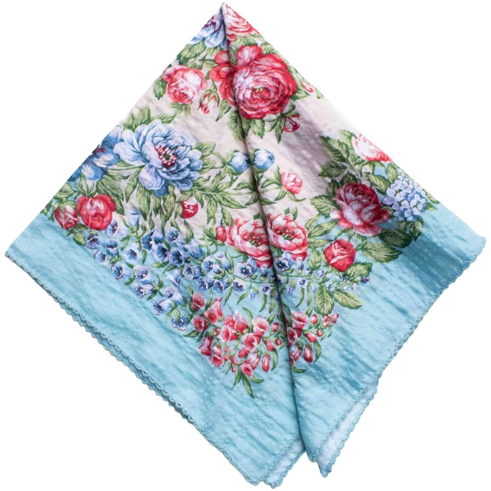 Tiepology Vintage Garden Floral Scarf - Blue (1 pc)