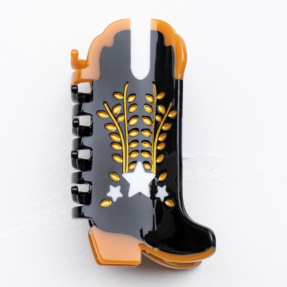 Tiepology Eco Shooting Star Cowboy Boots Hair Claw Clip - Black (1 pc) - product shown on counter