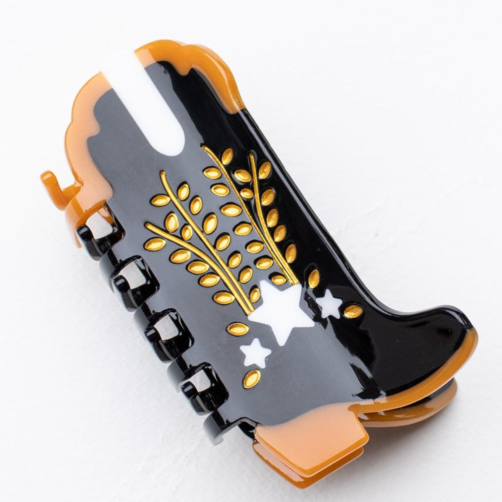 Tiepology Eco Shooting Star Cowboy Boots Hair Claw Clip - Black (1 pc) - product shown on counter