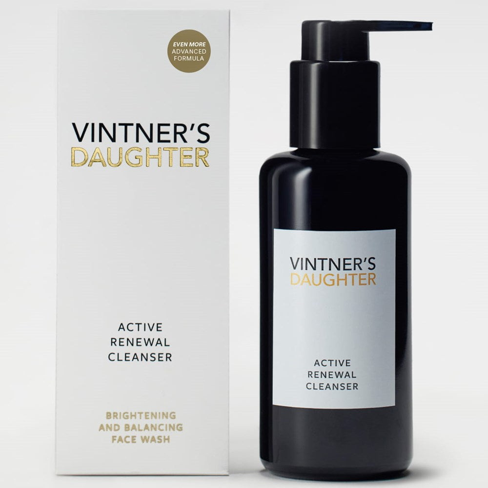 Vintner's Daughter Active Renewal Cleanser (115 ml) - product shown next to packaging.
