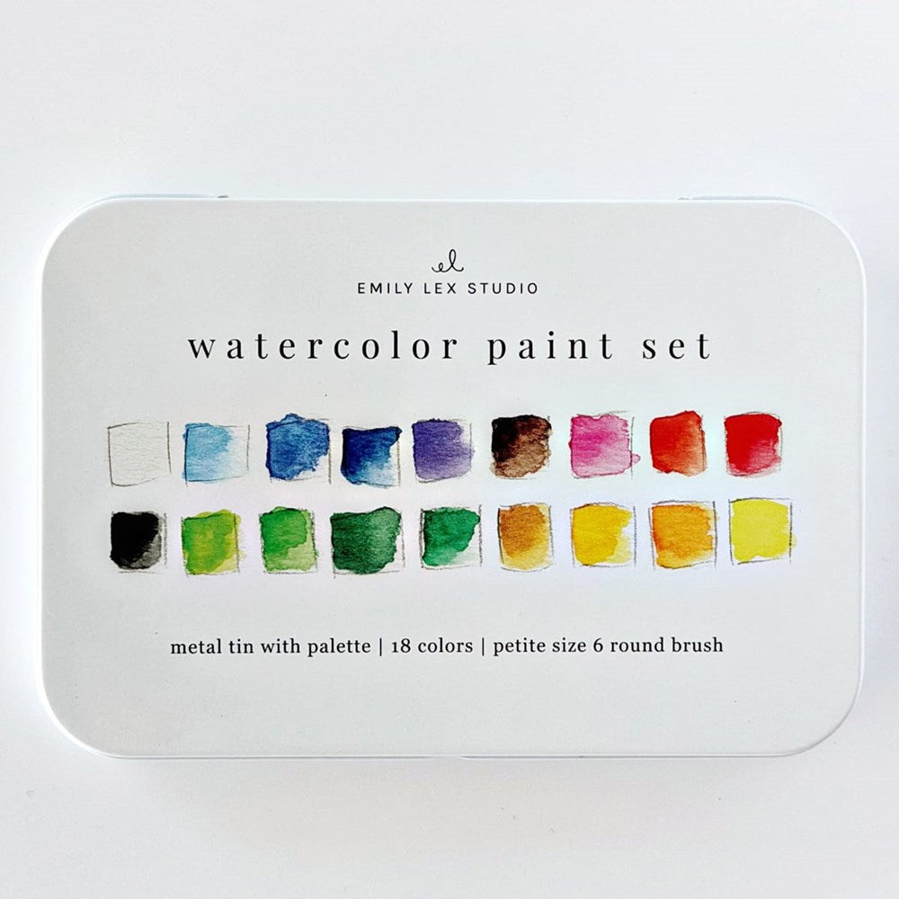 Emily Lex Studio Metal Tin Watercolor Paint Set (1 set) - product shown on white background.