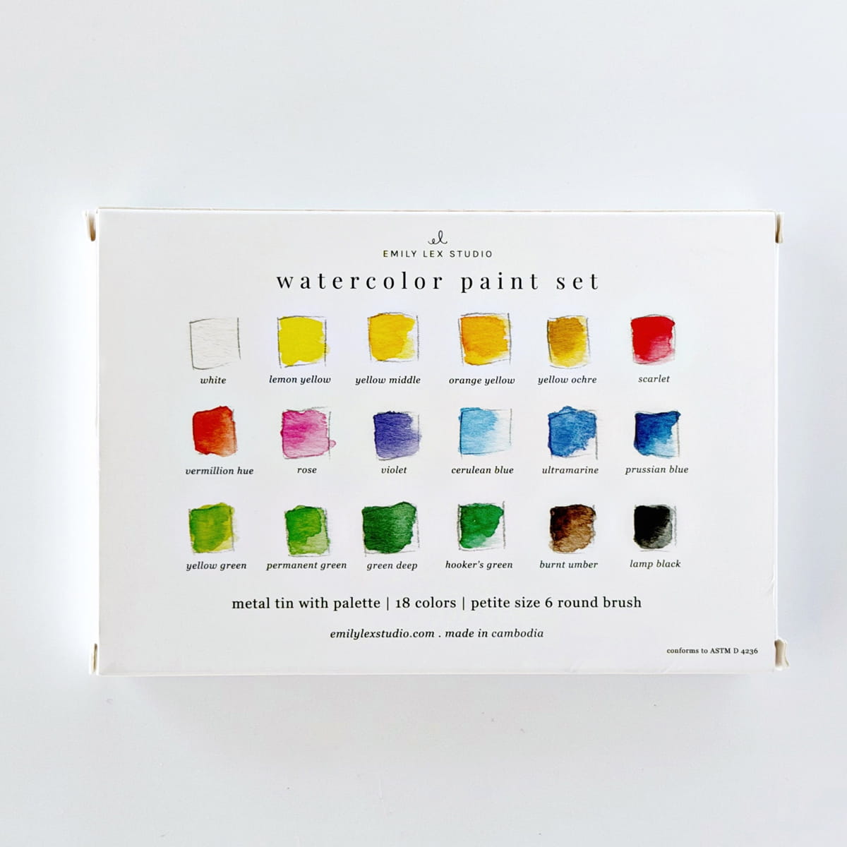 Emily Lex Studio Metal Tin Watercolor Paint Set (1 set) - product packaging shown.