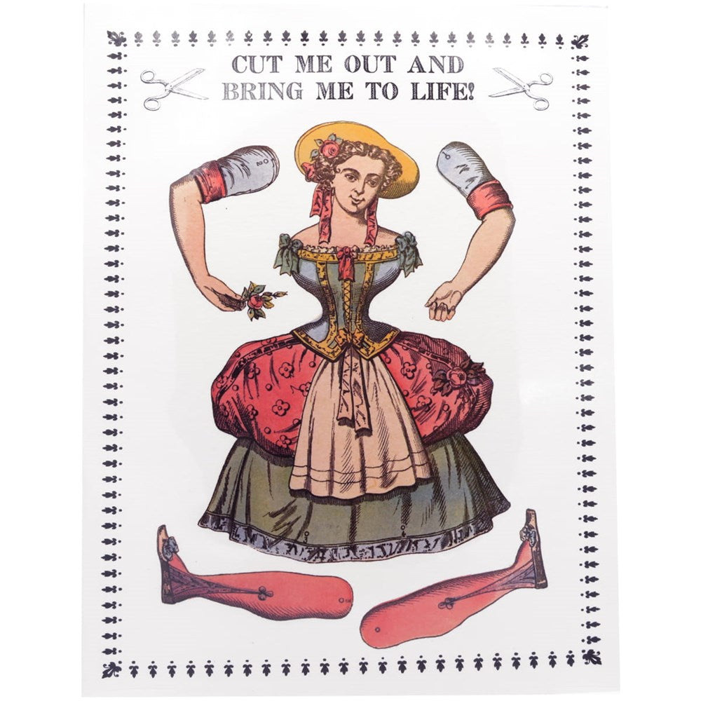 Parcel Paper Puppet Cut Out Art Cards - Bustle Lady (1 pc)