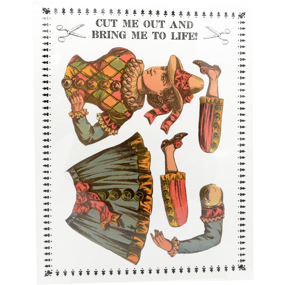 Parcel Paper Puppet Cut Out Art Cards - Harlequin Lady (1 pc)