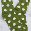 Tiepology Polka Dots Puff Casual Socks - Olive (1 pair) - product shown up close.