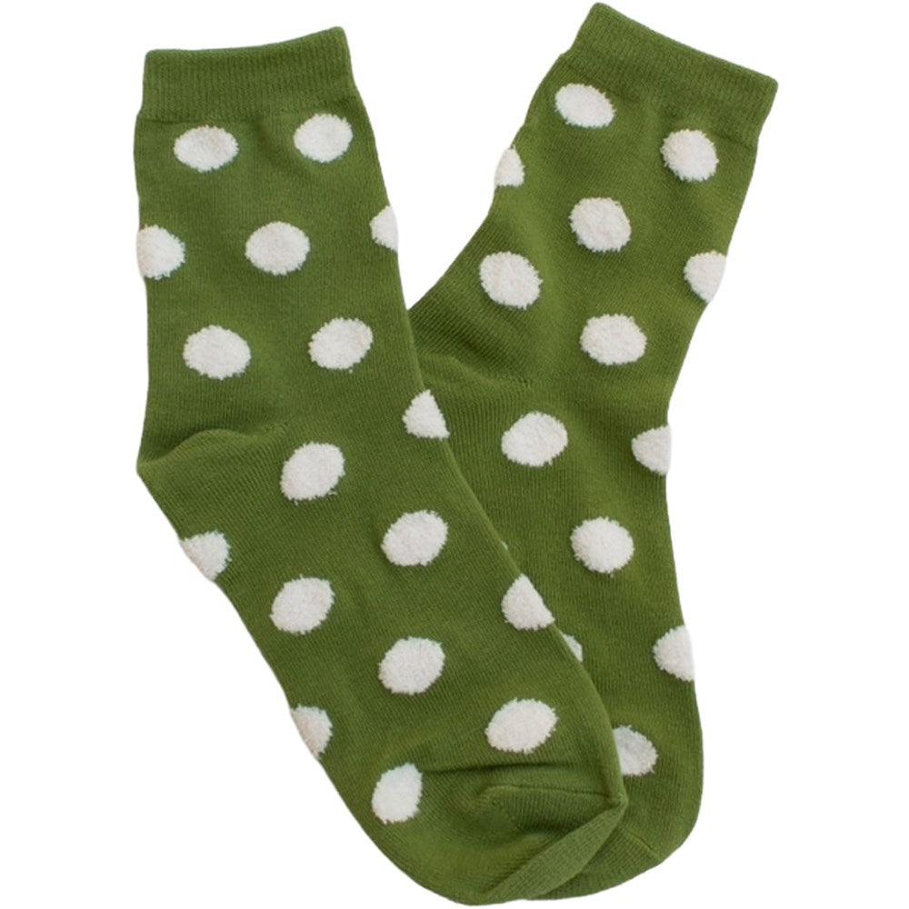 Tiepology Polka Dots Puff Casual Socks - Olive (1 pair)