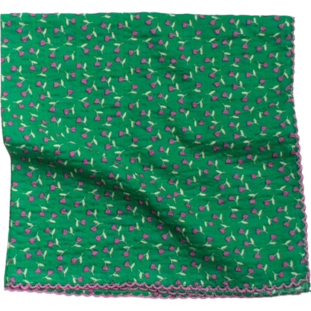 Tiepology Vintage Mini Floral Cotton Blend Scarf - Green (1 pc)