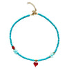 Goupi Turquoise Bead Necklace - Small Heart (1 pc)