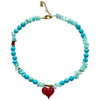 Goupi Turquoise Bead Necklace - Big Heart (1 pc)