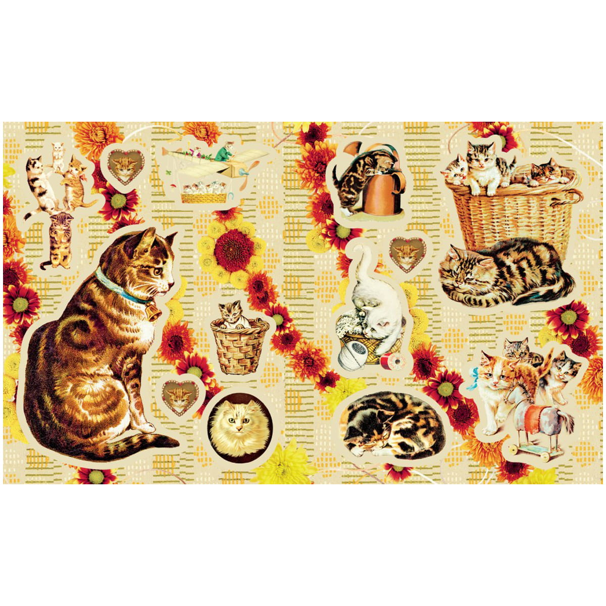 Cynthia Hart Victoriana Cats Sticker Book (80 pgs) - inside of product shown.