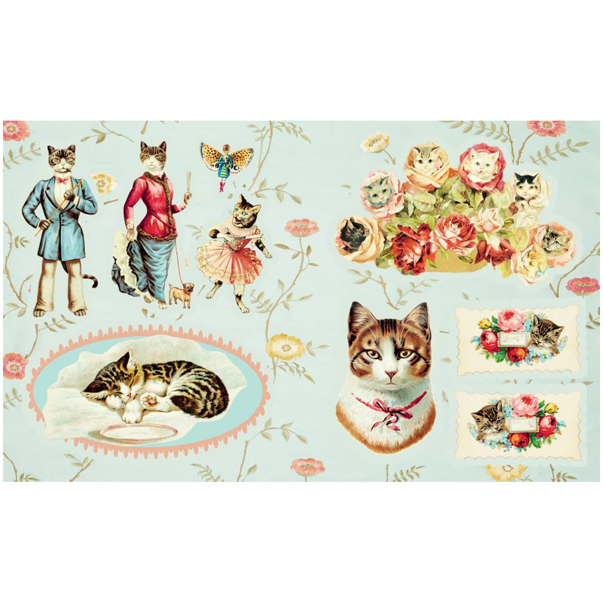 Cynthia Hart Victoriana Cats Sticker Book (80 pgs) - inside of product shown.