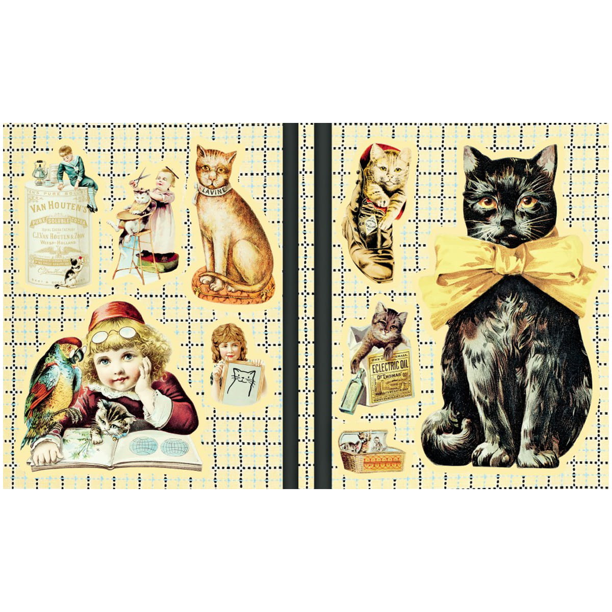 Cynthia Hart Victoriana Cats Sticker Book (80 pgs) - inside of product shown.