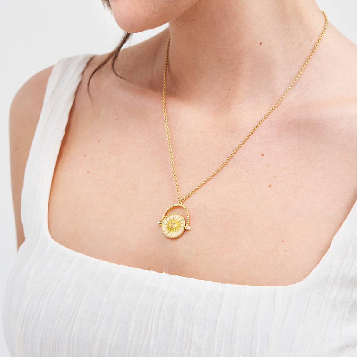 Model wearing Fable England Night And Day Spinner Necklace (1 pc)