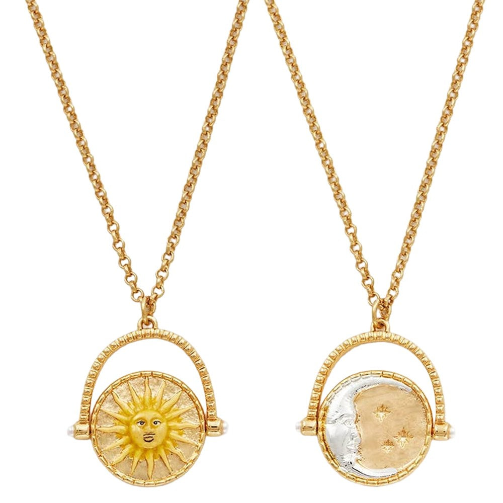Fable England Night And Day Spinner Necklace (1 pc) shown front and back side of necklace