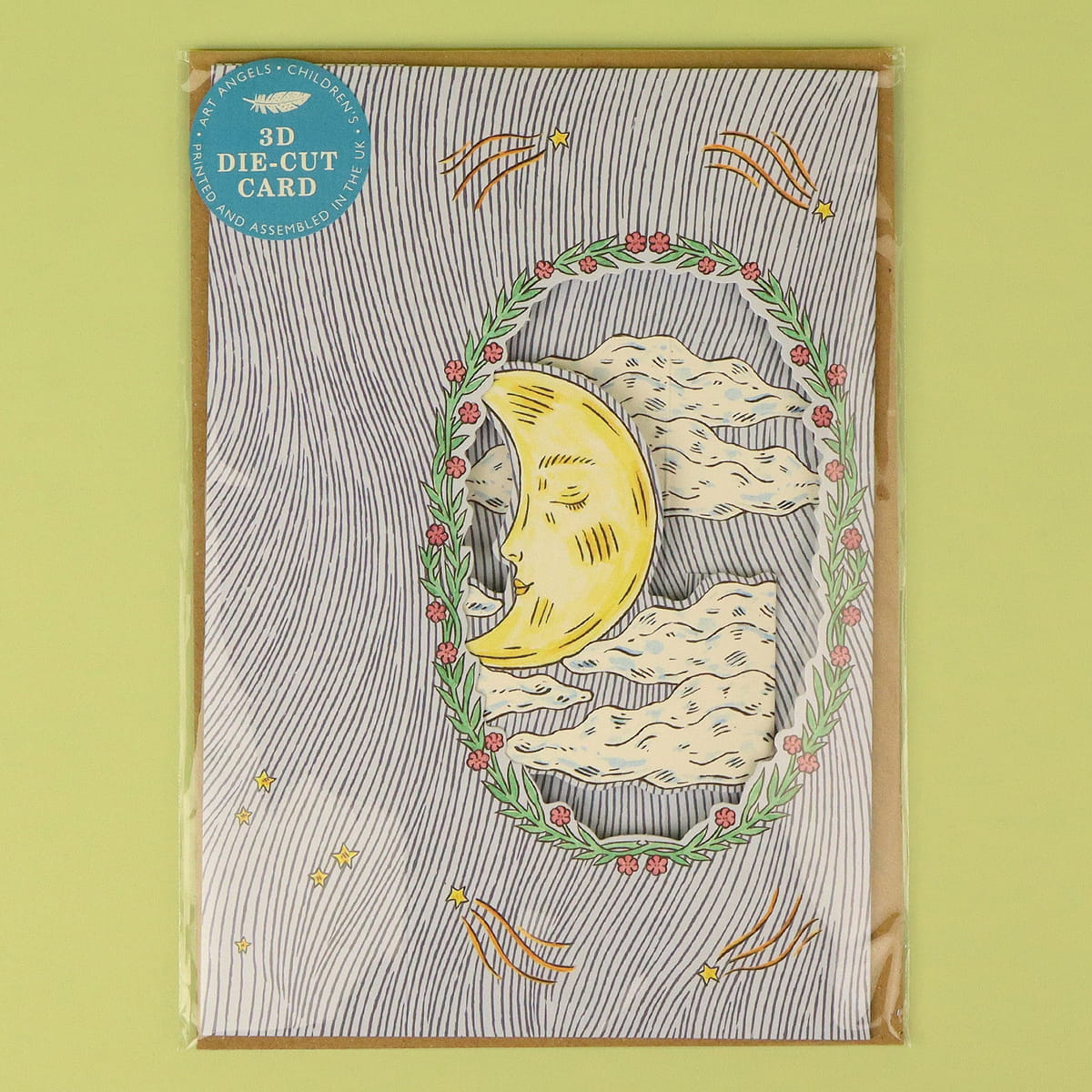Art Angels Magical Moon Die Cut Card (1 pc) shown flat with envelope