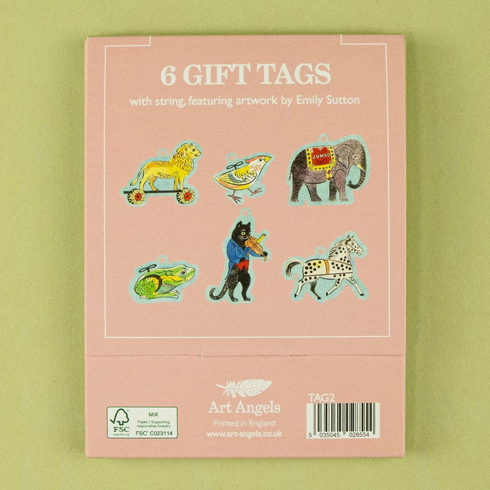 Art Angels Tin Toy Gift Tags (6 pcs) back side of box