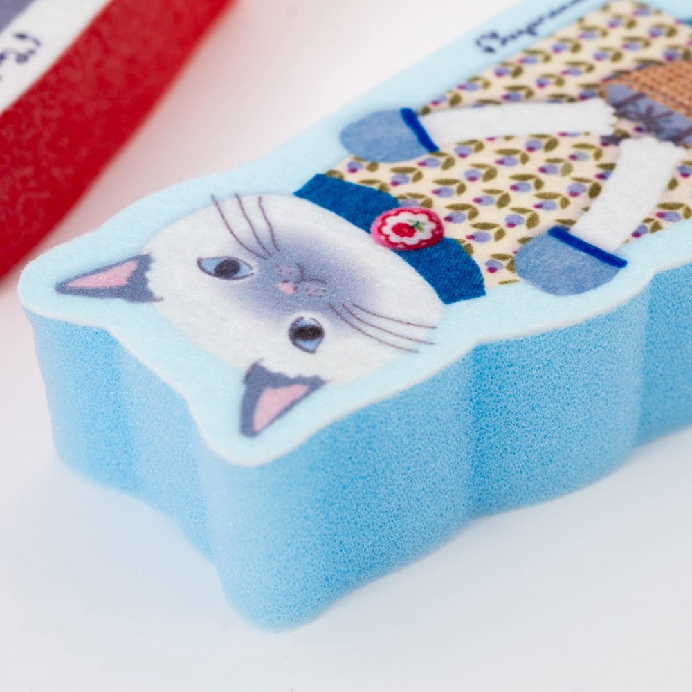 Close up of side of Kusuguru Decorative Kitchen Sponges - Set B