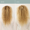 Before and after model shot using Roz Milk Styling Mousse. Model has very curly (tight curls)