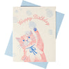 Bubbles Birthday Cat Risograph Greeting Card