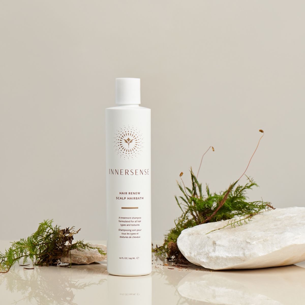 Innersense Organic Beauty Hair Renew Scalp Hairbath - product shown on tan background.