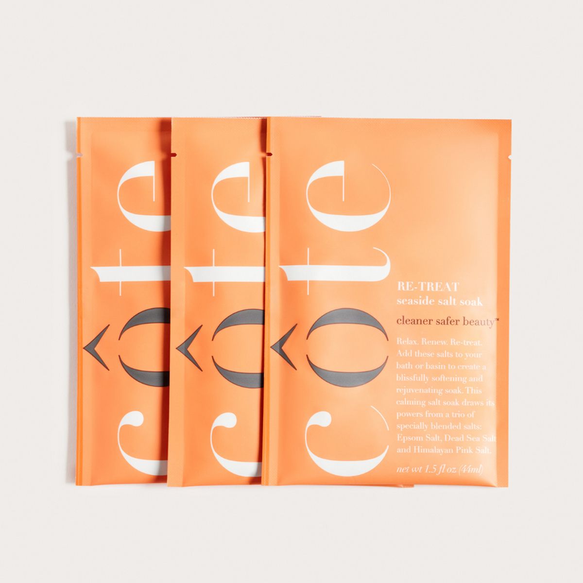 Cote Re-Treat Seaside Soap Salt Soak (3 x 44 ml) - product packaging shown.