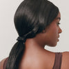 Slip Pure Silk Skinny Scrunchies - Black (4 pcs) - product shown in model's hair.