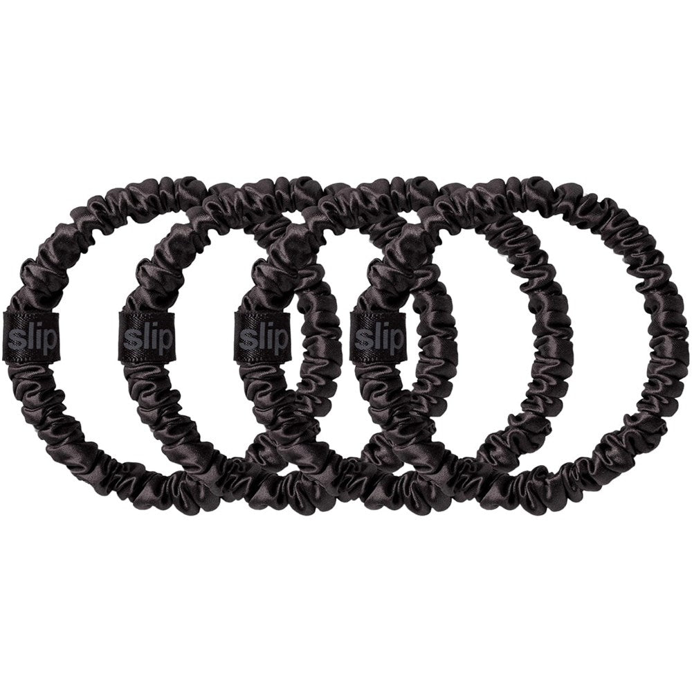 Slip Pure Silk Skinny Scrunchies - Black (4 pcs)