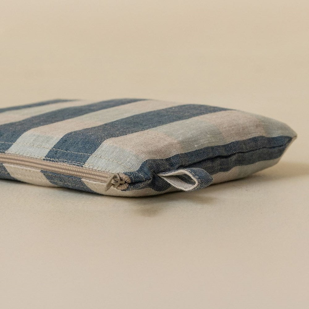Live Linen Linen Small Pouch – Blue Clara (1 pc) - product shown up close.
