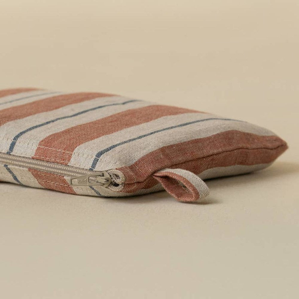Live Linen Linen Small Pouch – Terracotta Segue (1 pc) - product shown up close.