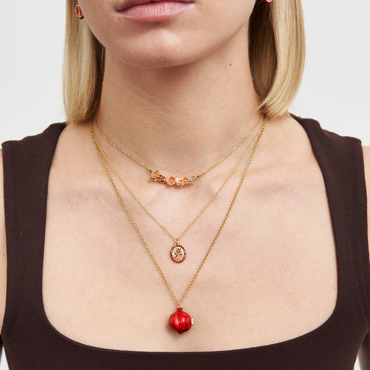 Fable England Pomegranate Locket Necklace (1 pc) - product shown on model. 