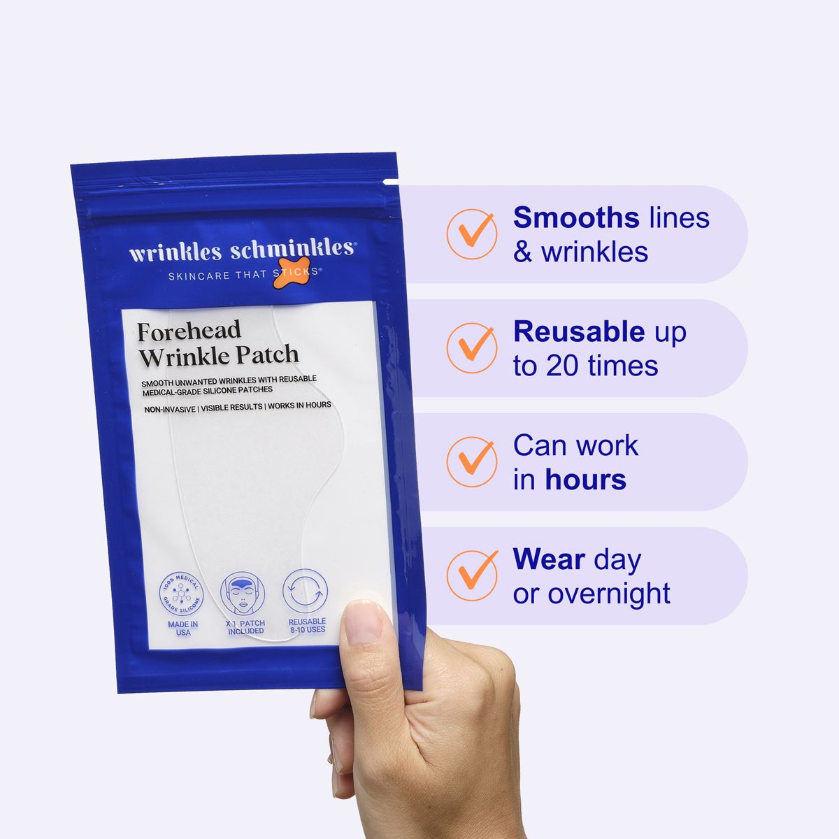 Wrinkles Schminkles Forehead Wrinkle Patches (1 pc) - product shown being held up.